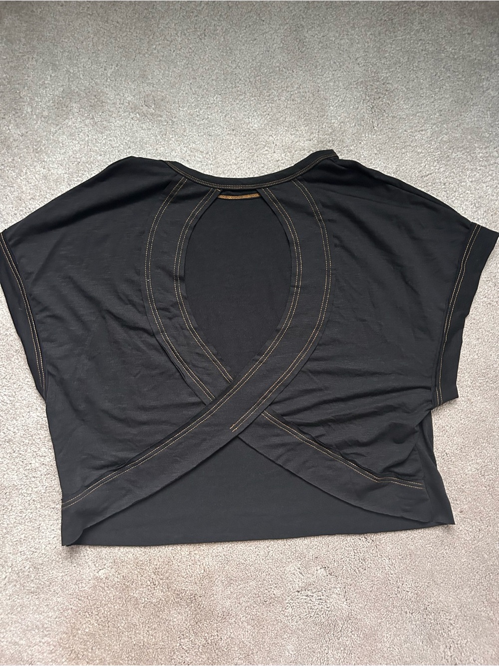 Black Open-Back Cross Detail Women's Top
